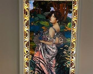 Bogenreif Stained Glass - "Ladies of Bogenreif" - Mounted in Lightbox.   Apprx 6.5' x 3'
