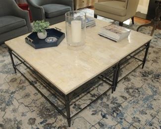 ETHAN ALLEN - VIDA STONE TOP COFFEE TABLES