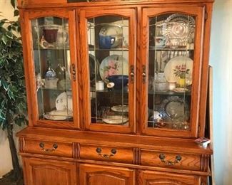Oak china hutch.