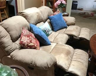 Sofa with recliner chairs extended.