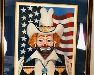 Red Skelton limited edition "Reno Red" 416/999. Litho and oil. Hand signed 1993.