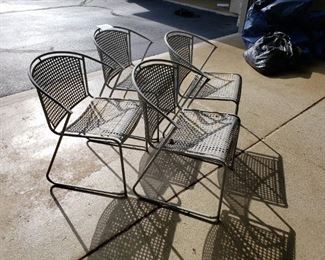 Set of 4 vintage post mod patio chairs, as-is, rust