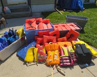 Life jackets and all sizes