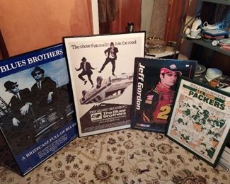 Blues Brothers pictures, Jeff Gordon poster and a packer picture