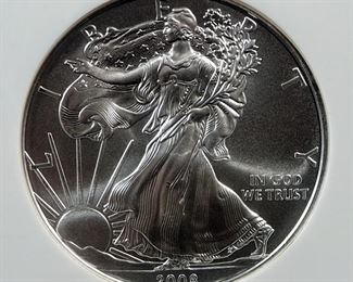 2008 Walking Liberty 1 oz Fine Silver Dollar, Slabbed By NGC, Grading MS69, Legal Tender
