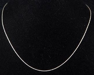 14k White Gold Necklace 18" L , Approx .65 g Total Weight
