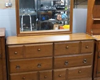 Dresser With 6 Drawers And Mirror, Mismatched Drawer Pulls, 32" High x 50" Wide x 16.25" Deep, Mirror Adds 32" High, Matches Lot 51
