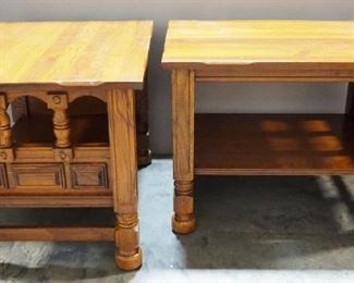 Pair Of Side Tables With Lower Shelves, Each 20.5" High x 28" Wide x 21" Deep, Matches Lot 62
