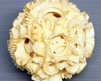 Carved And Layered Decorative Ball With Separate Interior Ball
