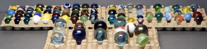 Vintage Marble Assortment, Includes Various Sizes, Cats Eye, Hand Blown And More, Approx Qty 95
