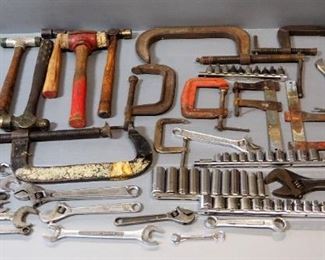 Tool Assortment, Includes Sockets, Hammers, Wrenches, C-Clamps, And More
