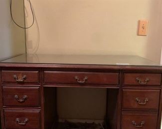Vintage Wooden Desk with Glass top