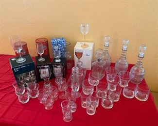 Assorted Barware Glasses with Decanters