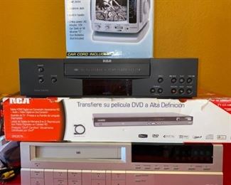 2 Video Players, 1 DVD HD RCA Player, 5 Black  White TV