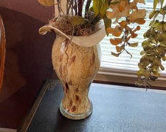 Art Glass Vase with Arrangement