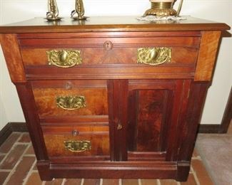 Antique Brass Handle Console Cabinet