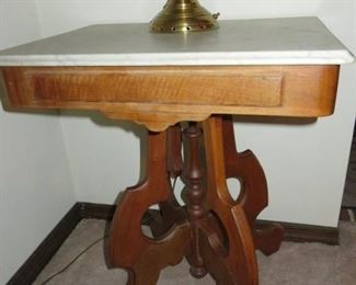 Victorian Eastlake Marble Top Accent Table
