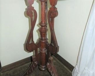Victorian Eastlake Marble Top Plant Stand Accent Table