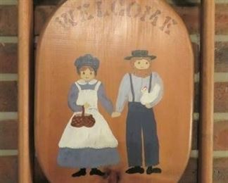 Wood  Amish Couple Welcome Sign
