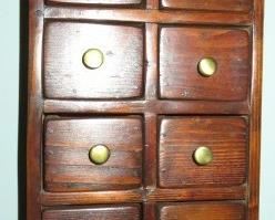 Antique Primitive 9 Drawer Wall Mount Wooden Spice Box