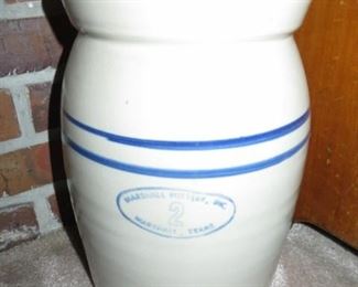 Pair Vintage Marshall Texas #2 Stoneware Butter Churn Stoneware 