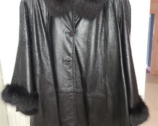 Black Leather Poncho With Fox Trim ($150)