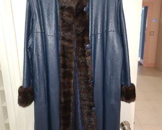 Black Leather Coat With Mink Trim ($250)