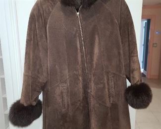 Brown Shearling 7/8 With Fox Trim ($150)