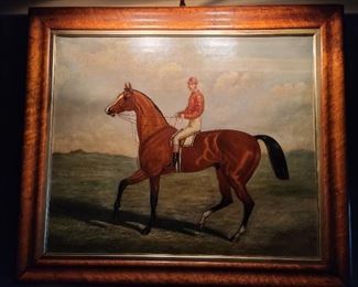 Antique Painting Signed "The Winner Of The Two Thousand"