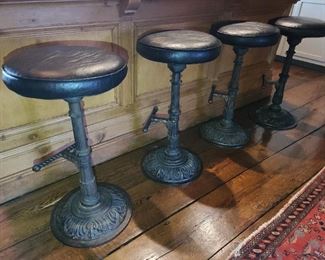 Cast Iron Leather Top Counter Stools