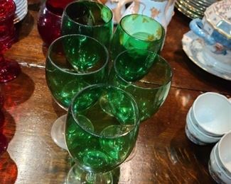 Green Glass Goblets