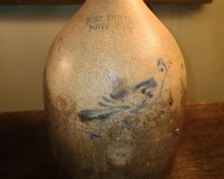 "Fort Edward Pottery Co." Signed Pottery Jug With Blue Bird