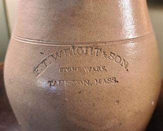 "F.T. Wright & Son Stoneware Mass" Signed Pottery Pitcher