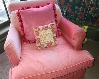 Red Upholstered Arm Chair