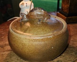 Pottery Bowl With Fish Handle