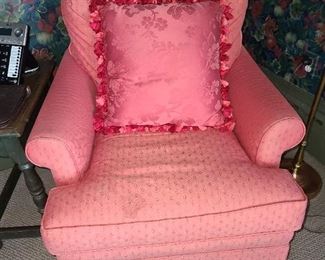 Red Upholstered Arm Chair