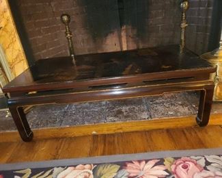 Black Lacquered Asian Themed Coffee Table