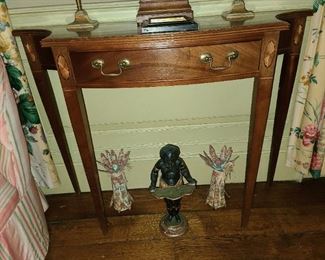 Half Moon Wooden Table With Drawer