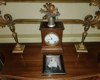Clock & Brass Candlestick Holders