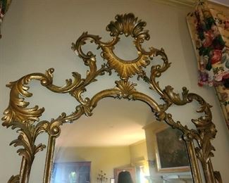 Massive Gold Gilded Mirror With Carved Details