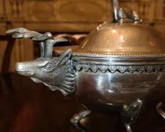 Stunning Deer Antler Horn Lacquered Serving Piece MAnufactured By E.P.N.S. In India