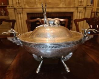 Stunning Deer Antler Horn Lacquered Serving Piece MAnufactured By E.P.N.S. In India