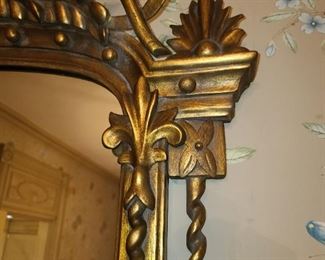 Large Gold Gilded Mirror With Carved Details