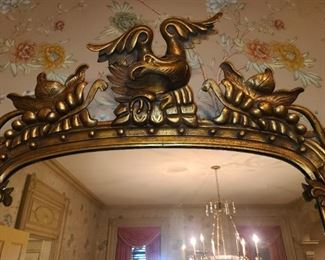 Large Gold Gilded Mirror With Carved Details