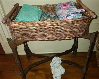 Basket With Wooden Pedestal Base