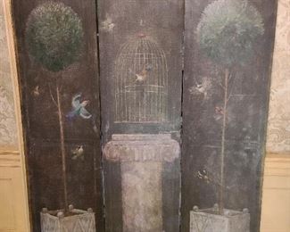 Bird Motif Room Divider Screen