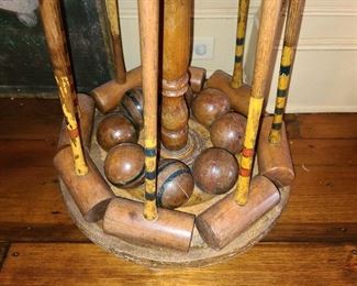 Antique Wooden Croquet Set