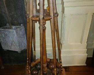 Antique Wooden Croquet Set