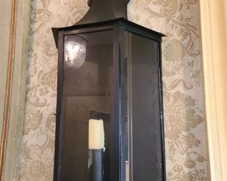 Antique Black Tin Wall Mounted Lanterns