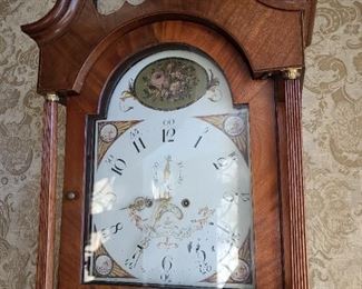 Antique Samuel Hirst Leeds Grandfather Clock With Inlaid Details